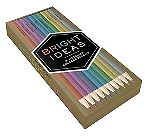 Box of ten metallic colored pencils with gold and silver tones.