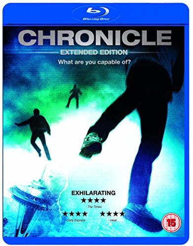 Blu-ray cover for “Chronicle: Extended Edition” featuring figures seemingly flying.