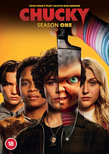 Chucky: Season 1" DVD cover featuring Chucky and young actors, with a knife.