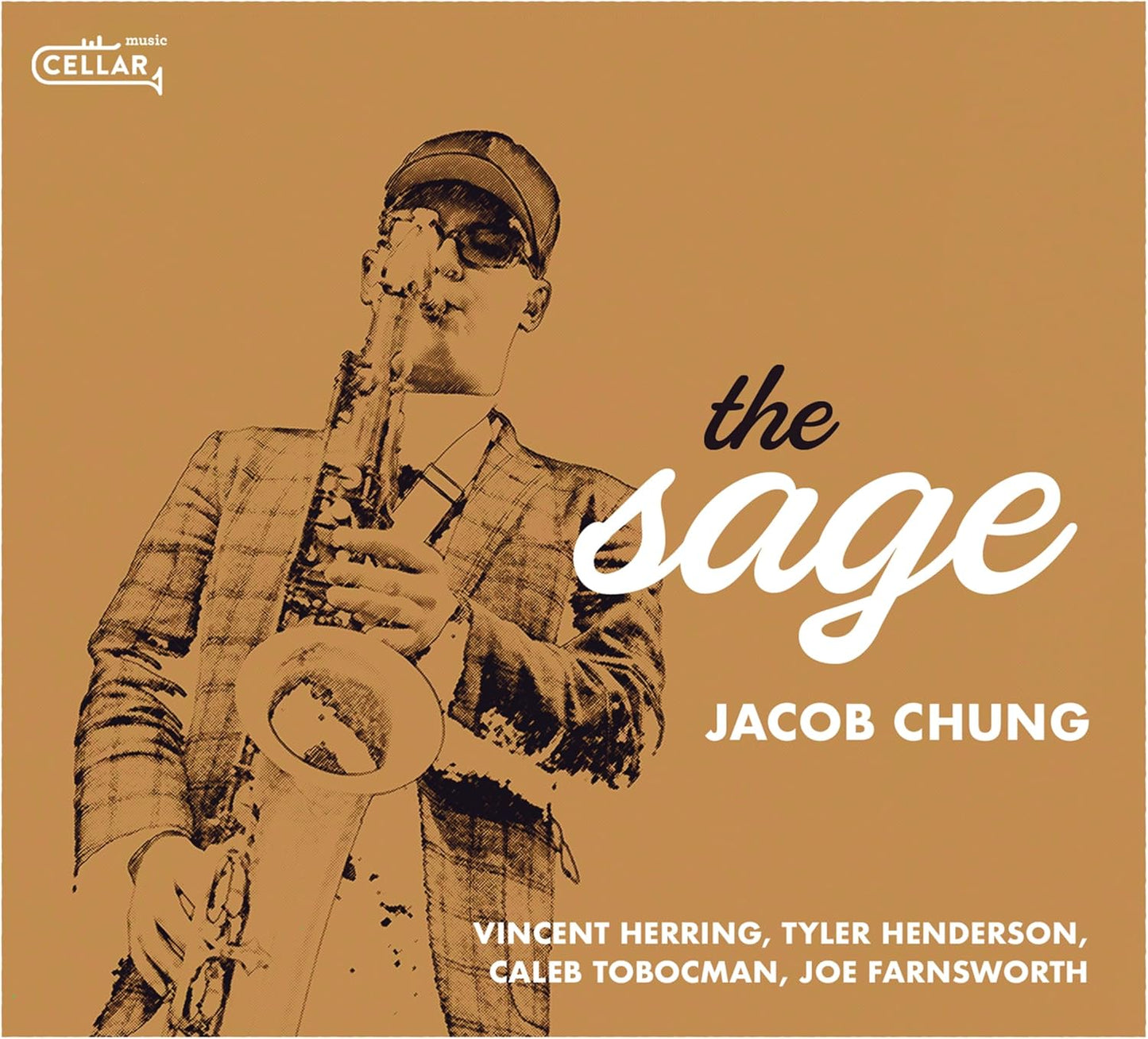 CD cover for "The Sage" by Jacob Chung, featuring a sketched portrait.