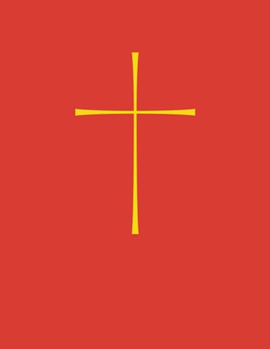 A yellow cross centered on a solid red background.