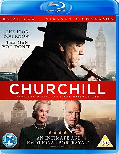 Blu-ray cover art for the film Churchill featuring Brian Cox and Miranda Richardson.
