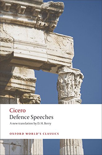 Book cover featuring ancient Roman ruins and the title Defence Speeches by Cicero.