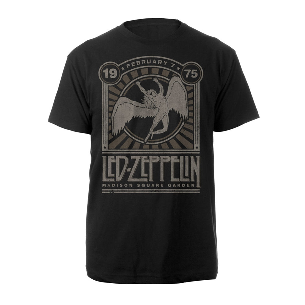 Black t-shirt with a grey Led Zeppelin concert graphic on the front.