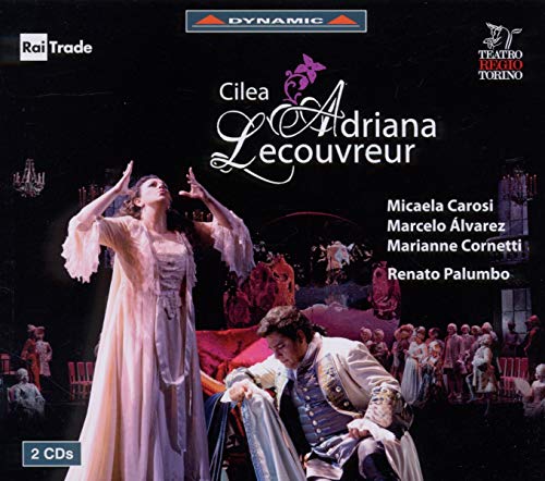 CD cover for Cilea’s “Adriana Lecouvreur” opera, featuring performers in costume.