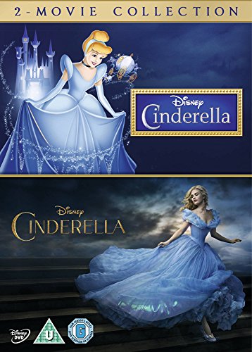 DVD cover showing animated and live-action versions of Cinderella in blue gowns.