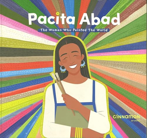 Book cover featuring portrait of Pacita Abad with colorful, radiating stripes.