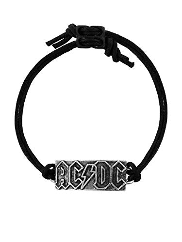 Black cord bracelet with a silver-toned AC/DC logo charm.
