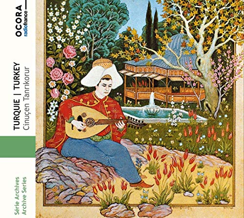 CD cover: Man playing an ud in a traditional Turkish garden scene.