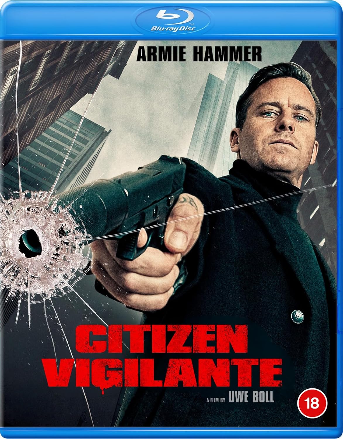 Blu-ray cover for "Citizen Vigilante" featuring Armie Hammer holding a gun.