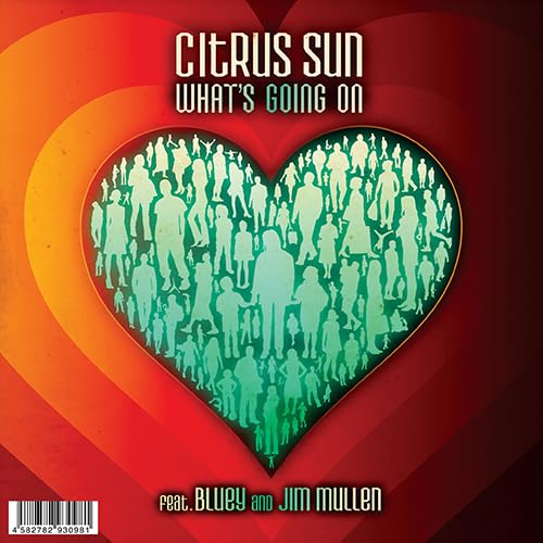 Album cover: heart-shaped crowd illustration with red and orange background.