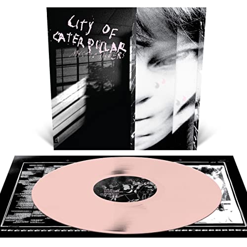 Pink vinyl record with album artwork featuring distorted faces and windows.