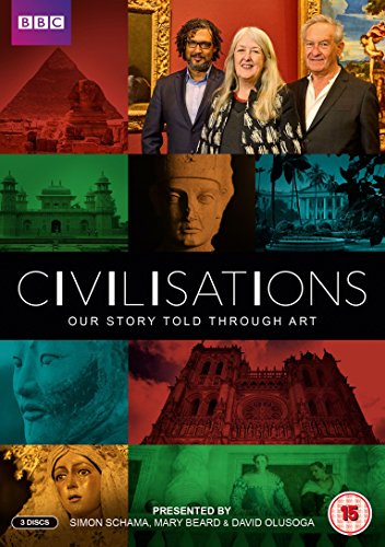 DVD cover for "Civilisations" documentary, featuring presenters and historical images in a grid.