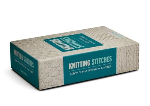 A box set of Knitting Stitches cards with a teal and cream patterned design.