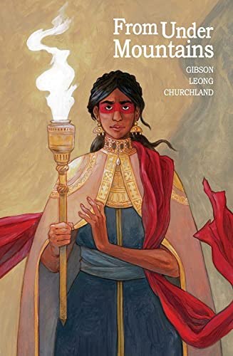 Book cover: woman with torch, illustrated in a painted style.
