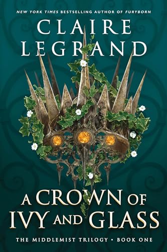 Book cover featuring a spiked metal crown entwined with ivy and white flowers.