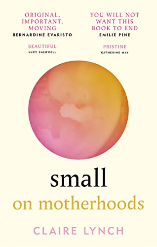 Book cover titled Small on Motherhood by Claire Lynch featuring an abstract circular graphic.