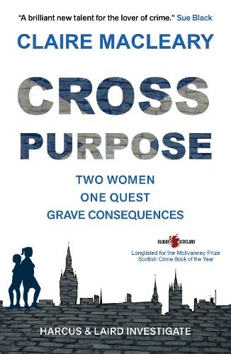 Book cover for “Cross Purpose” with silhouetted figures and city skyline.
