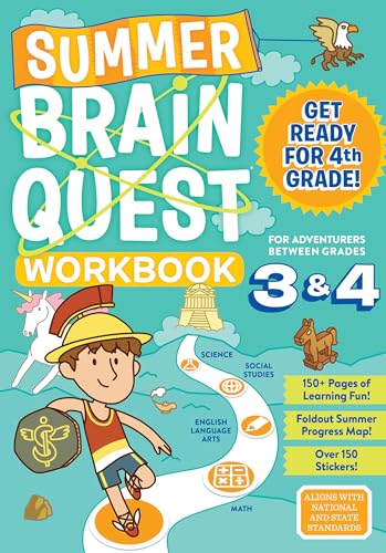 Colorful workbook cover for students transitioning between 3rd and 4th grade.