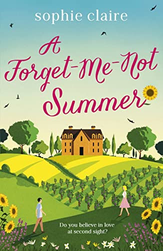 Book cover: illustrated countryside scene with a house, sunflowers, and two figures.