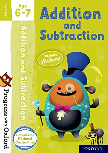 Bright yellow workbook cover for 6-7 year olds, featuring a cartoon magician.