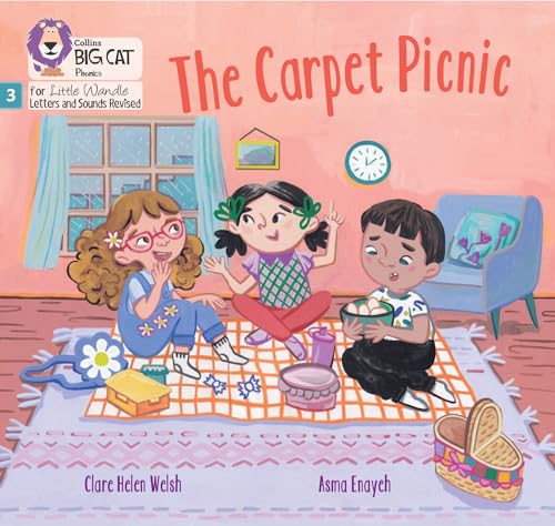 Book cover: three children on a carpet picnic indoors.
