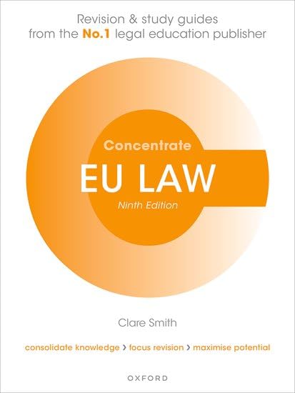 Cover of "EU Law Concentrate" ninth edition study guide, orange and white.