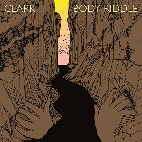 Album cover for Clark’s “Body Riddle” with abstract, textured brown and pink art.