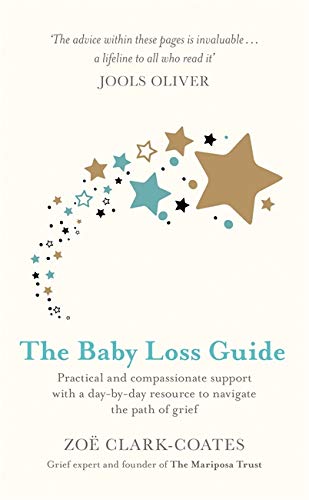 Book cover with stars, title “The Baby Loss Guide,” and author Zoë Clark-Coates.