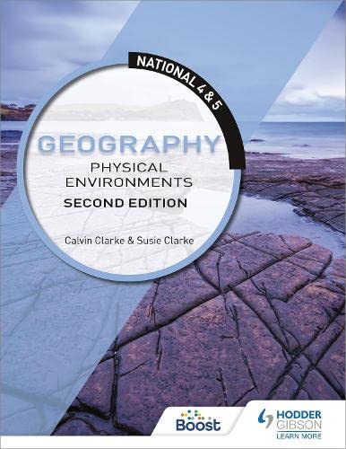 Geography textbook cover with coastal landscape and text “Physical Environments”.