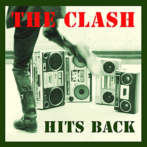 Vinyl cover showing a person kicking a boombox with The Clash Hits Back text.