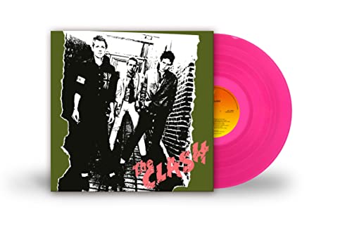 The Clash self-titled album cover with a bright pink vinyl record beside it.