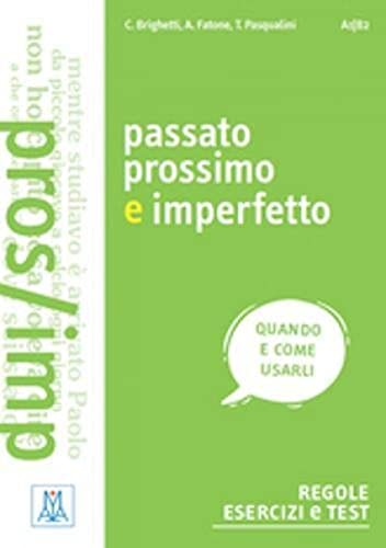 Green Italian grammar book cover, “passato prossimo e imperfetto” title.
