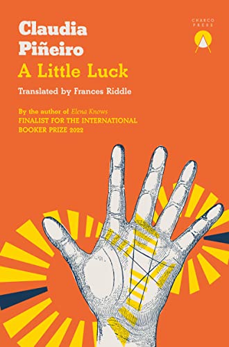 Book cover with orange background, white text, and a line drawing of a hand.