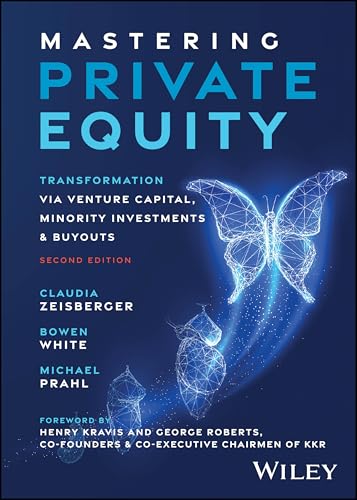 Book cover: "Mastering Private Equity" with a butterfly graphic, second edition.