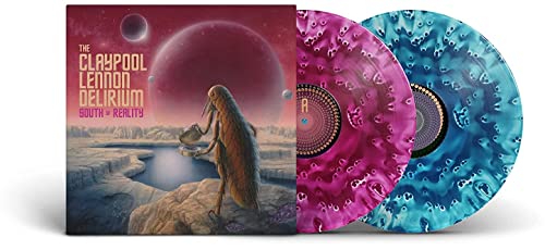 Album cover and three colorful vinyl records for Claypool Lennon Delirium.