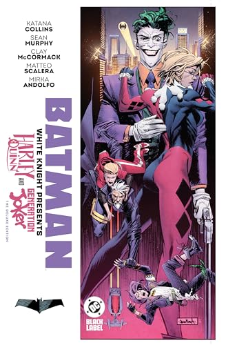 Comic book cover featuring Harley Quinn, the Joker, and other characters.