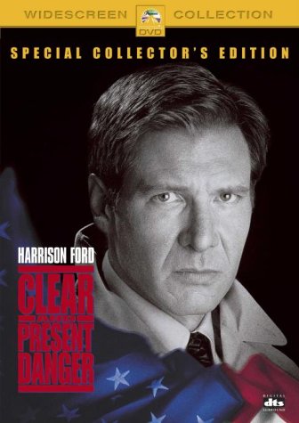 DVD cover featuring a black-and-white portrait of Harrison Ford with an American flag.