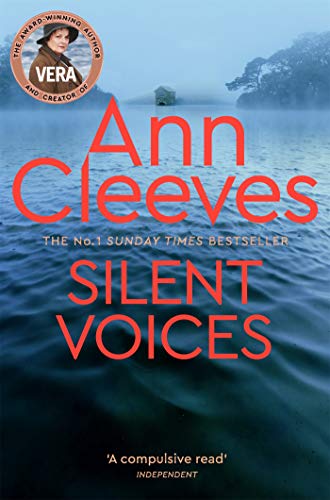 Book cover for Silent Voices by Ann Cleeves featuring a misty lake and building.