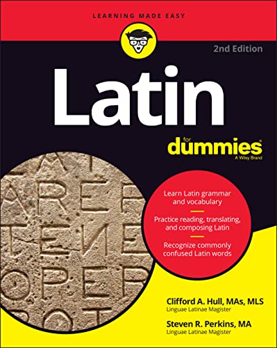 Latin for Dummies" book cover with Roman stone texture background.