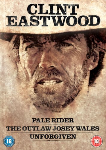 Clint Eastwood in a cowboy hat, Blu-ray cover for Western films.