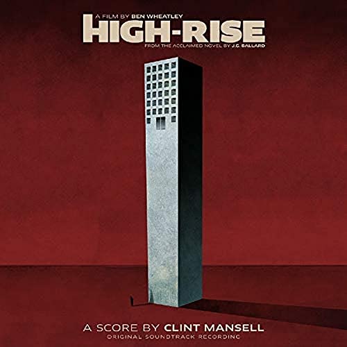 High-Rise" soundtrack vinyl cover with a tall, grey building on a red background.
