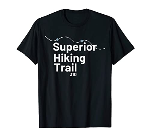 Black t-shirt with white text reading "Superior Hiking Trail 310".