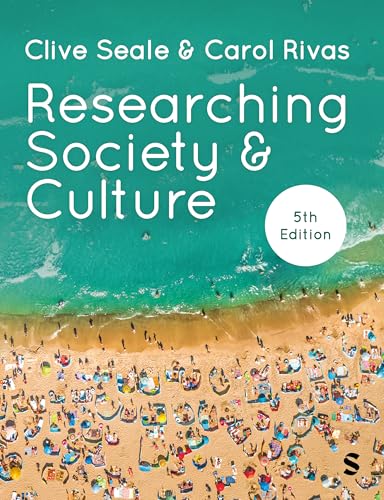 Book cover: "Researching Society & Culture," 5th edition, beach scene.
