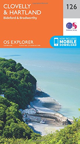 Ordnance Survey Explorer Map 126, covering Clovelly and Hartland, England.
