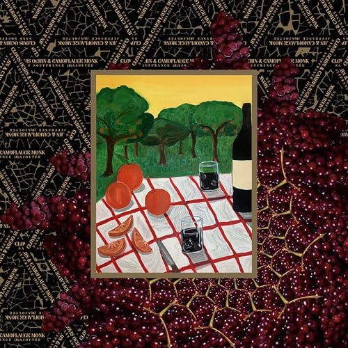 Vinyl record cover: still life painting of fruit, wine, and landscape.