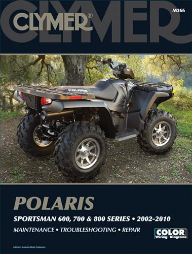 Clymer repair manual cover featuring a black Polaris Sportsman ATV.