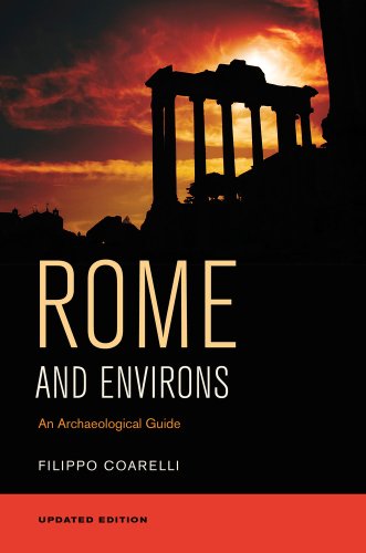 Book cover: "Rome and Environs" with silhouetted ruins against a sunset.