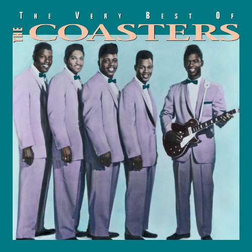The Coasters, five men in lavender suits, with a guitar.