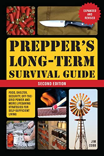 Book cover titled Prepper's Long-Term Survival Guide featuring images of survival gear and resources.